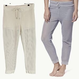 Electric & Rose Panama Mesh Drawstring Pants Joggers White Small